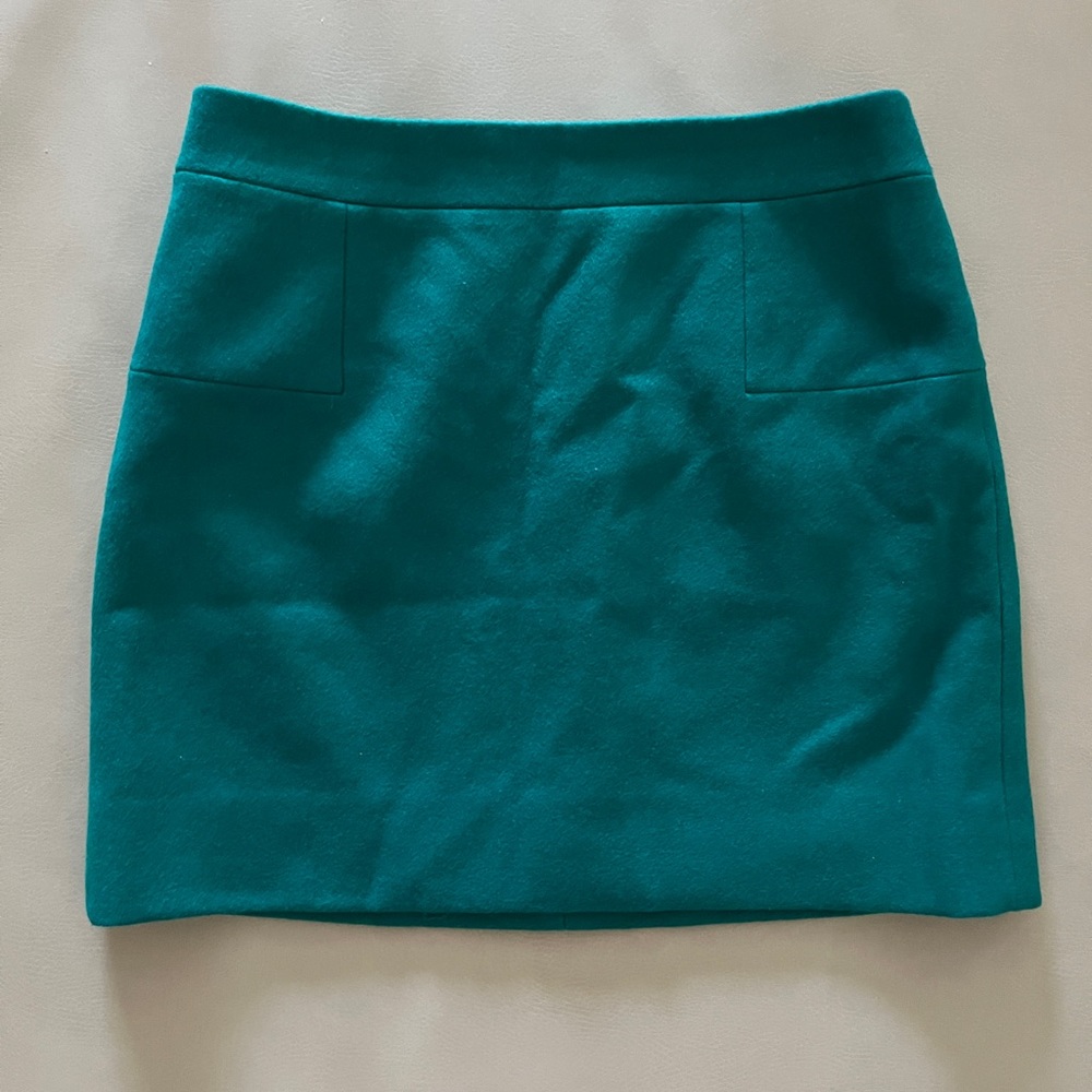 J.CREW Green Felted Wool Mini Skirt